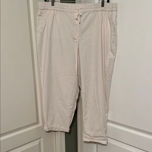 Talbots Light Weight Cream Drawstring Pants with Tab to Cuff Ankle 3X